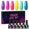 Née Jolie 6-color UV LED soak-off nail gel polish set with vibrant summer shades - Multicolor 25
