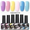 Set de 6 esmaltes de uñas en gel macaron con fórmula UV LED - Juego de 6 Botellas 15