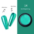 Polvo de uñas cromado verde azulado con efecto espejo aurora color 14 para diseño de uñas - Color 14 / Purpurina Espejo Metálica