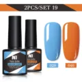 Set di 2 smalti gel per unghie Née Jolie 8,5 ml Soak Off UV LED nei colori blu e arancio - Set da 2 / Azzurro (020) e Arancione Brillante (046)