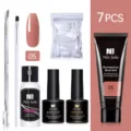 Kit profesional de gel de extensión de uñas de 7 piezas con tono 05 nude y gel UV LED. - Juego de 7 piezas / Set de 7 piezas / Desnudo (05)