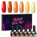 Nee Jolie 6 colors UV LED gel nail polish set with yellow orange and red shades - Multicolor 19
