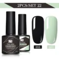 Set di 2 smalti gel per unghie Née Jolie con tonalità nero 016 e verde menta 043, 8,5 ml - Set da 2 / Nero (016) e Verde Menta (043)