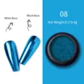 Polvo para uñas con efecto espejo metálico azul n.º 08, peso neto de 0,3-0,4 g - Color 08 / Purpurina Espejo Metálica