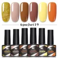 Set de 6 esmaltes de uñas Née Jolie UV LED con purpurina y colores sólidos - Juego de 6 Botellas 19
