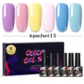Nee Jolie 6-color soak-off UV LED nail gel polish set shown with vibrant samples - Multicolor 26