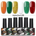 Set de 6 esmaltes de uñas gel profesional soak-off UV LED con colores brillantes - Juego de 6 Botellas 20