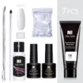 Kit profesional de extensión de uñas de 7 piezas Née Jolie blanco con base top coat y solución - Juego de 7 piezas / Set de 7 piezas / Blanco (08)