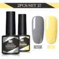 Set di 2 smalti per unghie in gel nei colori grigio e giallo in flaconi da 8,5 ml - Set da 2 / Grigio (017) e Giallo (040)