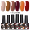 Juego Née Jolie de 6 esmaltes de uñas en gel UV LED en tonos marrón y rojo otoñales - Juego de 6 Botellas 26