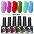 Juego de 6 esmaltes de uñas en gel Née Jolie en colores vibrantes para manicura UV/LED soak-off - Juego de 6 Botellas 34
