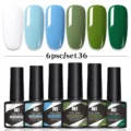 Set profesional de 6 esmaltes de uñas en gel Née Jolie en tonos verdes y azules - Juego de 6 Botellas 36