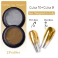 Set profesional de 2 polvos de espejo para uñas con acabado cromado metálico brillante - Juego de 2 Piezas Color 09 / Purpurina Espejo Metálica