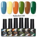 Set de 6 esmaltes de uñas en gel tonos otoñales 8.5ml UV LED soak off gel - Juego de 6 Botellas 40