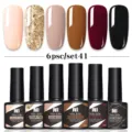 Set profesional de 6 esmaltes en gel UV/LED con purpurina y tonos tierra cálidos - Juego de 6 Botellas 41