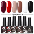 Set de 6 esmaltes de uñas en gel UV LED soak-off profesional colores básicos - Juego de 6 Botellas 43