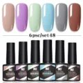 Set profesional de 6 esmaltes de uñas en gel UV LED Née Jolie con muestras de color - Juego de 6 Botellas 48