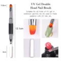 Dual-ended UV gel nail brush with stainless steel spatula for extension and DIY art - Black Titanium Alloy Dual-Head Pen Brush