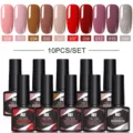 Coffret professionnel de 10 vernis à ongles gel UV LED Née Jolie, couleurs assorties - 10 Bottle Set 01 / 10 Bouteilles/Pack