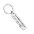 Detail of stainless steel keychain engraved with 'Drive safe handsome. I love you.' - Drive Safe Message (ALYSK-0028-3)