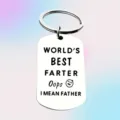 Close-up of funny engraved quote on stainless steel keychain for Father's Day gift - English Funny Father Joke (ALYSK-0024-7)