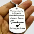 Engraved stainless steel dog tag keychain with 'Thank you' inspirational quote for gifts - English Thank You Inspirational (ALYSK-0024-4)
