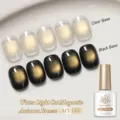 Esmalte magnético BORN PRETTY Autumn Breeze en base clara y negra para manicura - Estilo de Ojo de Gato Magnético (MY355) / Dorado