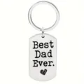Stainless steel dog tag keychain engraved with "Best Dad Ever" for father's gift. - Best Dad Ever Style (ALYSK-0026) / Silver