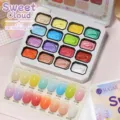 UR SUGAR 16-color solid pat painting gel palette for gradient nail art swatches - Honey Cloud Series 03
