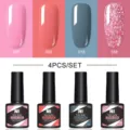 Kit de 4 vernis à ongles gel UV LED Née Jolie aux tons rose, corail et bleu azur - 4 Bottle Set 06 / Lot de 4 bouteilles
