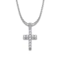 Close-up view of iced out crystal cross pendant necklace with silver rope chain - Cross Pendant / Pendant Only (No Chain) / Silver