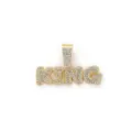 Close-up of hip hop KING pendant with sparkling clear rhinestones in gold finish. - KING Letter Pendant / Pendant Only (No Chain) / Gold