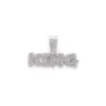 Macro view of silver-tone iced-out KING pendant encrusted with sparkling clear crystals - KING Letter Pendant / Pendant Only (No Chain) / Silver