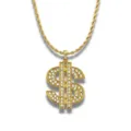 Iced out dollar sign pendant necklace with gold rope chain for American hip hop style - Dollar Sign Pendant / Pendant Only (No Chain) / Gold