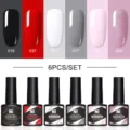 Coffret de 6 vernis à ongles gel UV LED Née Jolie avec flacons de 8,5 ml et paillettes - Ensemble de 6 Bouteilles 02 / Pack de 6 Flacons
