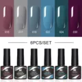 Coffret de 6 vernis à ongles gel UV LED Nee Jolie aux teintes gris bleu et violet - Ensemble de 6 Bouteilles 04 / Pack de 6 Flacons