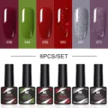 Coffret de 6 vernis à ongles gel Née Jolie aux couleurs rouge vert et paillettes - Ensemble de 6 Bouteilles 06 / Pack de 6 Flacons