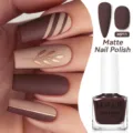 Matte koffiebruine nagellak MP11 met elegant bladpatroon voor een verfijnde look - MP11 Koffiebruin