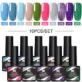 Coffret de 10 vernis à ongles Née Jolie Soak-Off UV LED en diverses couleurs et paillettes - 10 Bottle Set 06 / 10 Bouteilles/Pack