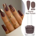 LILY'CUTE Matte Nagellak in donkerbruine aardetinten voor de herfst en winter manicuur - MP20 Mocha