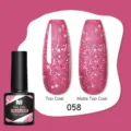 Smalto gel glitter rosa Nee Jolie 058 con finiture top coat lucido e opaco effetto - 058 Rosa Scuro Glitter