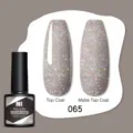 Smalto gel glitter Née Jolie 065 con effetti top coat lucido e opaco per unghie - 065 Grigio Glitter