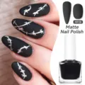LILY'CUTE MP28 mat zwarte nagellak sneldrogend met zilveren prikkeldraad patroon - MP28 Mat Zwart