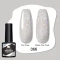 Smalto gel glitterato Nee Jolie 066 mostrato con finiture sia lucide che opache - 066 Grigio Argento Glitter