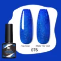 Smalto gel blu glitterato Nee Jolie n. 076 con finitura lucida e opaca professionale - 076 Blu Scuro Glitter (76)