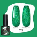 Smalto per unghie gel glitter verde Née Jolie 078 con finitura opaca e lucida - 078 Verde Glitter (78)