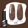 Smalto gel glitterato marrone Nee Jolie 079 con finiture opache e lucide top - 079 Marrone Scuro Glitter (79)
