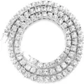 Luxurious 14mm silver tennis chain necklace for men and women with clear crystals - 8inch-20cm / 5mm / Silver