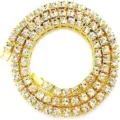 Exquisite 14mm iced out tennis necklace in gold finish with sparkling clear cubic zirconia stones - 8inch-20cm / 5mm / Gold