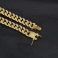 Luxurious gold-plated iced out Miami Cuban link chain necklace for men in hip hop style - 18cm / Gold